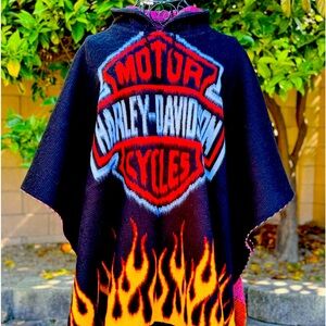 Harley Davidson Alpaca Poncho unisex, one size, handcrafted in Ecuador.